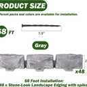 Landscape Edging Faux Stone Garden Edging Border,2.75 in Tall Decorative Stone-Look Garden Border Edging for Flower Bed,Lawn,Landscaped Yard,Tree and Garden Border,with Anchor Spikes,68FT,Gray