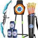 TEMI Bow and Arrow Set for Kids 4-8,Kids Archery Set with LED Lights Includes 10 Suction Cup Arrows, Quivers & Standing Target, Outdoor Toys for Boys & Girls Ages 3-12 Years Old (Blue)