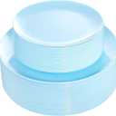 KIRE 60PCS Blue Plastic Plates Disposable - Heavy Duty Light Blue Plates Include 30Pcs 10.25 Dinner Plates and 30Pcs 7.5 for Dessert/Salad in Baby Shower/Picnic/Easter/Spring