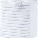 POLYTE Premium Microfiber Kitchen Dish Hand Towel Waffle Weave 12 Pack (16x28 in, White)