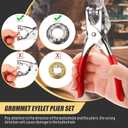Mudder 301 Pcs Grommet Eyelet Pliers Tool Kit, Fabric Leather Hole Eyelets and Grommets Punch Pliers with 300 Metal Eyelets for Belt Shoes Cloths(1/4 Inch,Gold)