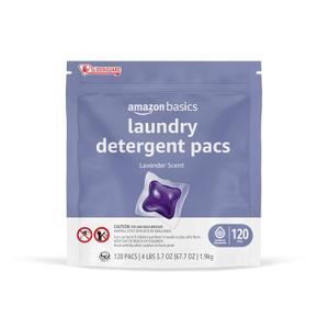 Amazon Basics Laundry Detergent Pacs, Lavender Scent, HE Compatible, 120 Count