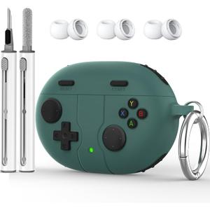 Beats Studio Buds Plus Case Cover, 2021/2023 New Beats Studio Buds, Wireless Earbuds Silicone Case Accessories with Keychain, Pine Green