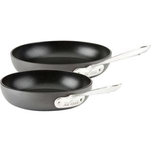 All-Clad HA1 Hard Anodized Non Stick Fry Pan Set 2 Piece, 8, 10 Inch, Induction, Oven Broiler Safe 500F, Pots and Pans Set, Kitchen Frying Pans, Skillets, Premium Cookware, Home, Dishwasher Safe Black