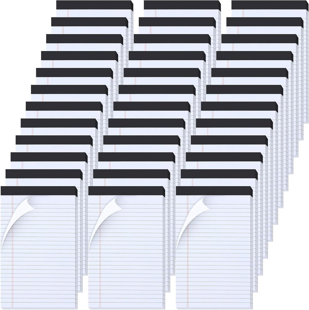 Ctosree 5x8 Legal Pads 36 Pcs Notebook Small Note Pads 65 GSM Paper College Ruled Legal Pad with Perforated Top 30 Sheets Per Writing Pad Mini Notepads Office Notepads Bulk for Office Supplies(Black)