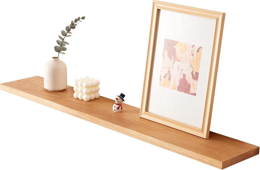 Oak Floating Shelves for Wall Natural Wood Shelves, Wall Mounted Solid Wood Shelf Display Storage Rack for Living Room, Bedroom, Kitchen, Bathroom Decor (36 inches)