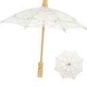 Stobok Bride Lace Parasol Umbrella 11.02In Vintage Embroidery Wedding Decorative Umbrella for Photography Prop Tea Party and Bridal Costume Accessory