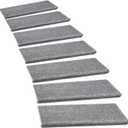 PURE ERA Bullnose Carpet Stair Treads Set Tape Free Non-Slip Indoor Stair Protectors Pet Friendly Rugs Covers Soft Skid Resistant Washable Reusable 9.5" x 30"(14 Pieces,Gray)