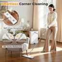 Spreezy Mop and Bucket Set, Hands-Free Flat Mop System with Wringer, Wet and Dry Using, Separate Wash & Wring Zone, Household, 4 Reusable Microfiber Pads for Floor Cleaning, Fits into Narrow Spaces