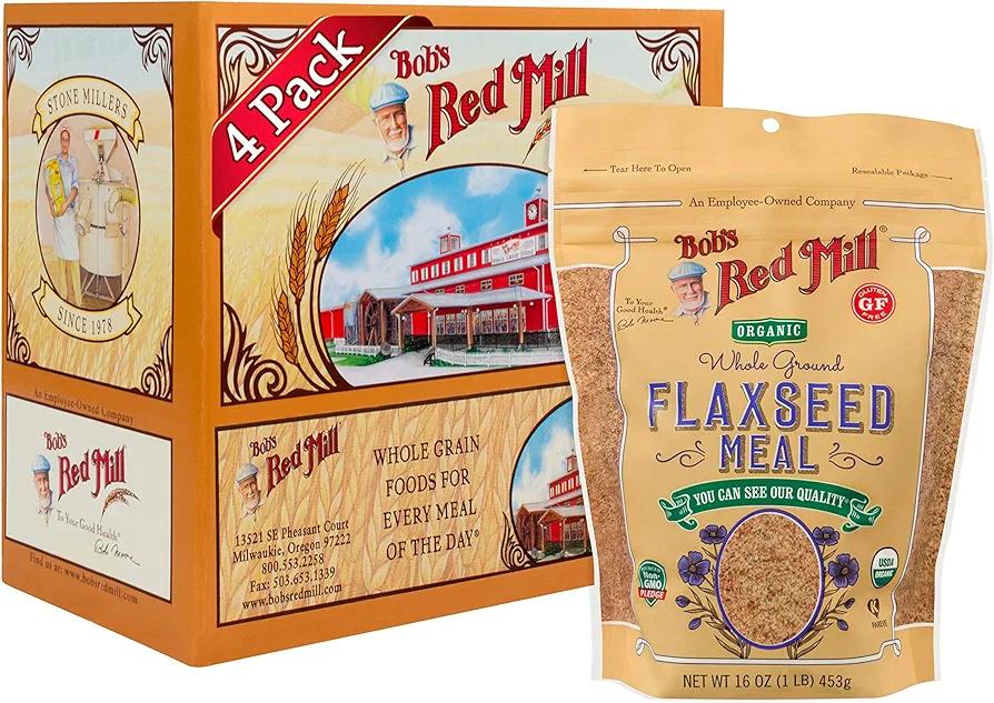 Bob's Red Mill Organic Flaxseed Meal, 16oz (Pack of 4) - Non GMO, Vegan, Paleo Friendly, Keto Friendly, Kosher, BBD: 05/19/2026 