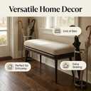 32" Retro Upholstered Entryway Bench, Leather & Fabric Shoe Bench with Removable Cushion, End of Bed Bench for Bedroom, Small Dining Bench for Living Room, Storage Bench for Hallway & Foyer