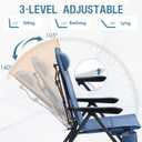 Portal Reclining Camping Chair with Adjustable Back Folding Camp Recliner for Adults Portable High Back Oversized, 350LBS (Blue), Large