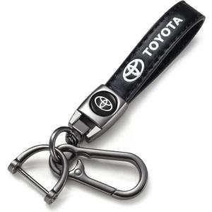 leather car keychain set for Toyota Corolla, RAV4, Highlander men and women family present keychain key ring lanyard accessories (black)