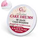 Cakebon Cake Boards - Sturdy 1/2 Thick Drums - 18 Inch Professional Fully Wrapped Edges White 3-Pack
