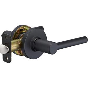 Amazon Basics Contemporary Madison Passage Door Lever, Easy Installation, Matte Black, 1-Pack