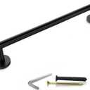 Matte Black Towel Bar 18 Inch  SUS304 Stainless Steel Wall Mounted Bathroom Towel Rack, Single Layer Rod, Rustproof Hand Towel Bar for Bathroom, Kitchen, Toilet  Installation Hardware Included