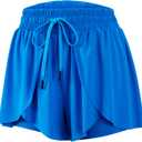 Flowy Running Shorts for Women Workout Athletic Gym Yoga Butterfly Skirt with Pockets Spandex Cute Clothes Summer (Blue, L)