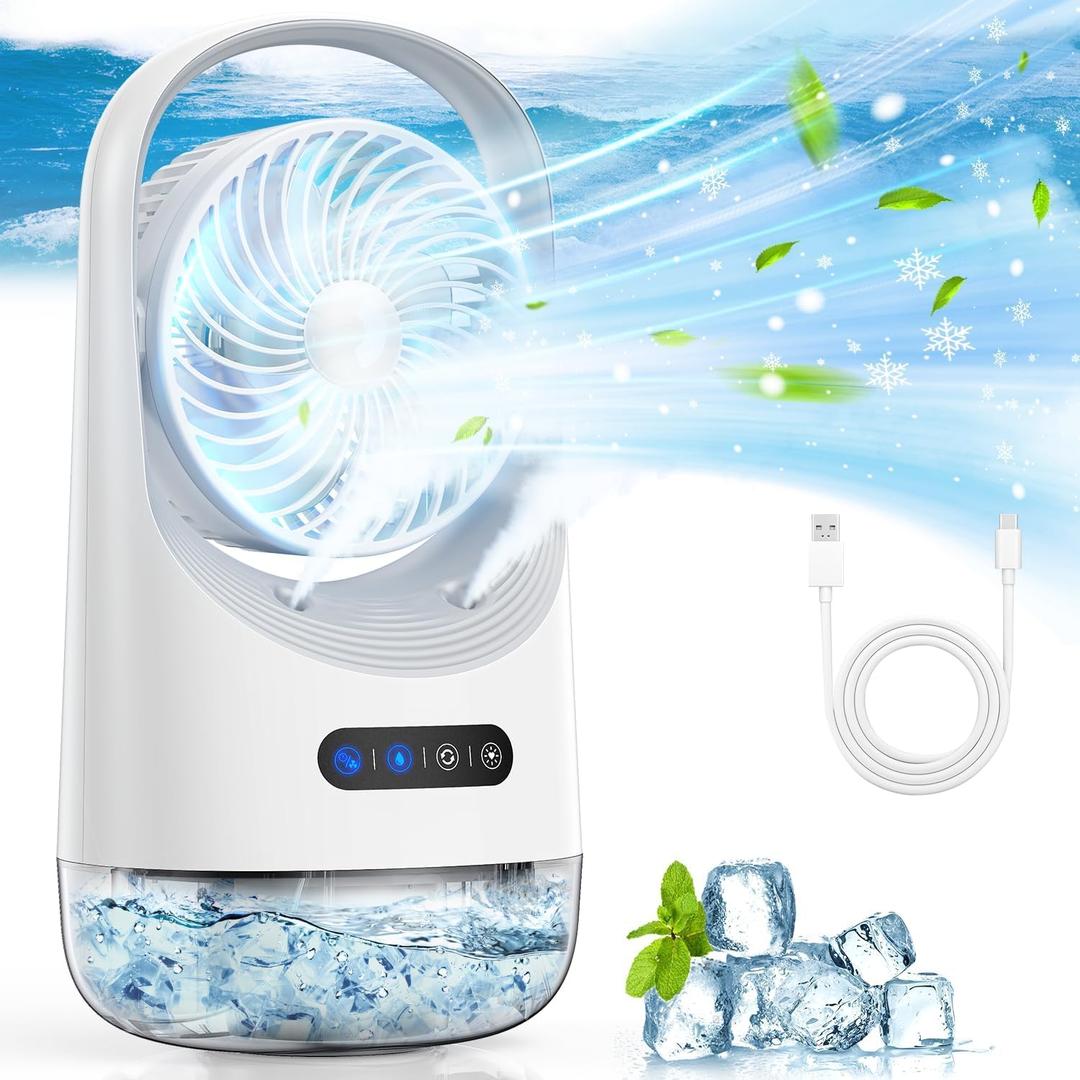 Portable Air Conditioners, 3 In 1 Personal Air Conditioner,3 Speeds USB Mini Air Cooler with 400ML Water Tank for Bedroom, Office, Living Room