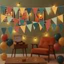 Lewtemi 3 Pcs Retirement Party Decoration 49 ft Colorful Vintage Pennant Banner Flags Vintage Birthday Party Decor Pennant Triangle Banner Hanging Decoration for Office Retired Farewell Decor