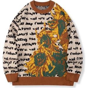 Mens Crewneck Sweaters Graphic Comfortable Casual Knit Fall Winter Sweater Oversized Pullovers (M)