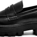 Cestfini Platform Chunky Loafers for Women (10, Matte Black)