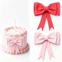2 Pack Red Pink Bow Cake Topper Large EVA Decorations | Large EVA bow cake topper set. Perfect for birthday cakes, wedding cakes desserts. Decorative cake accessories for a party.