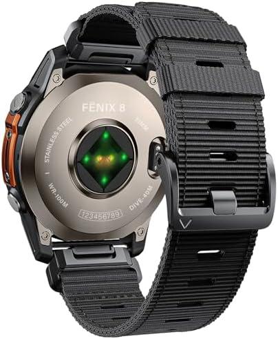 Compatible with Garmin Fenix 7X/ 6X/ 5X/ 8/8 Pro 51mm/5X Plus/6X Pro/7X pro, Nylon Quickfit 26 Watch Band for Tactix 7/Descent MK1/Mk2/Mk3i 51mm/Quatix 7X/D2 Delta PX/D2 Charlie/Epix Pro 51mm