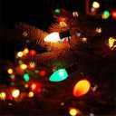 Couah C7 Christmas Lights, 25Ft Ceramic Vintage Christmas Lights with 25 Multicolor C7 Bulbs, Hanging for Xmas Tree Party Backyard Wedding Party Decor- Green Wire