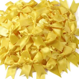 Yellow Gold Gift Wrap Bows - 50pcs 3.3 Inch Elegant Bows for Gift Wrapping, Party Decorations, Wedding Decor, Birthday Presents, Holiday Gifts, DIY Crafts, Baby Shower, Anniversary, Christmas, Gift Bags, 1 Count (Pack of 50)