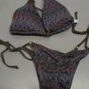 MIKETAI Sexy Bikini Sets for Women 2 Piece String Zigzag Striped Pattern Triangle Bikinis Swimsuits Women's Bathing Suits (US, Alpha, Medium, Regular, Regular, Green)