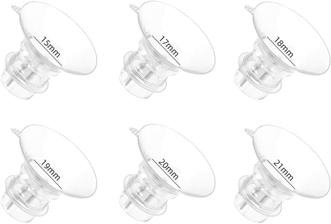 6 PCS Flange Inserts 15/17/18/19/20/21mm for 24mm Flange/Shield of Most Pumps, BPA Free Inserts, Compatible with Momcozy/Medela/Elvie/Spectra/Bellababy/TSRETE/Willow/Nuliie Breast Pumps
