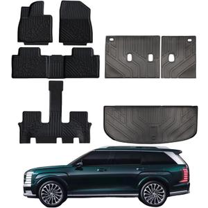 Floor Mats Cargo Liner Backrest Mat for 2026 Hyundai Palisade 7 & 8 Seat Fuel,All Weather Protection Accessories Custom Full Set Liners Include 1st 2nd 3rd Row Automotive Floor Mat TPE Car Mat