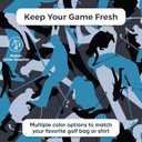 ANNIE FIORI Golf Towel (34" x 20") | Funny Camo, Microfiber Waffle Golf Towels For Golf Bags with Quick Dry Technology & Black Carabiner Clip - Golf Accessories for Men & Women, Ideal Gift for Golfers (Blue)