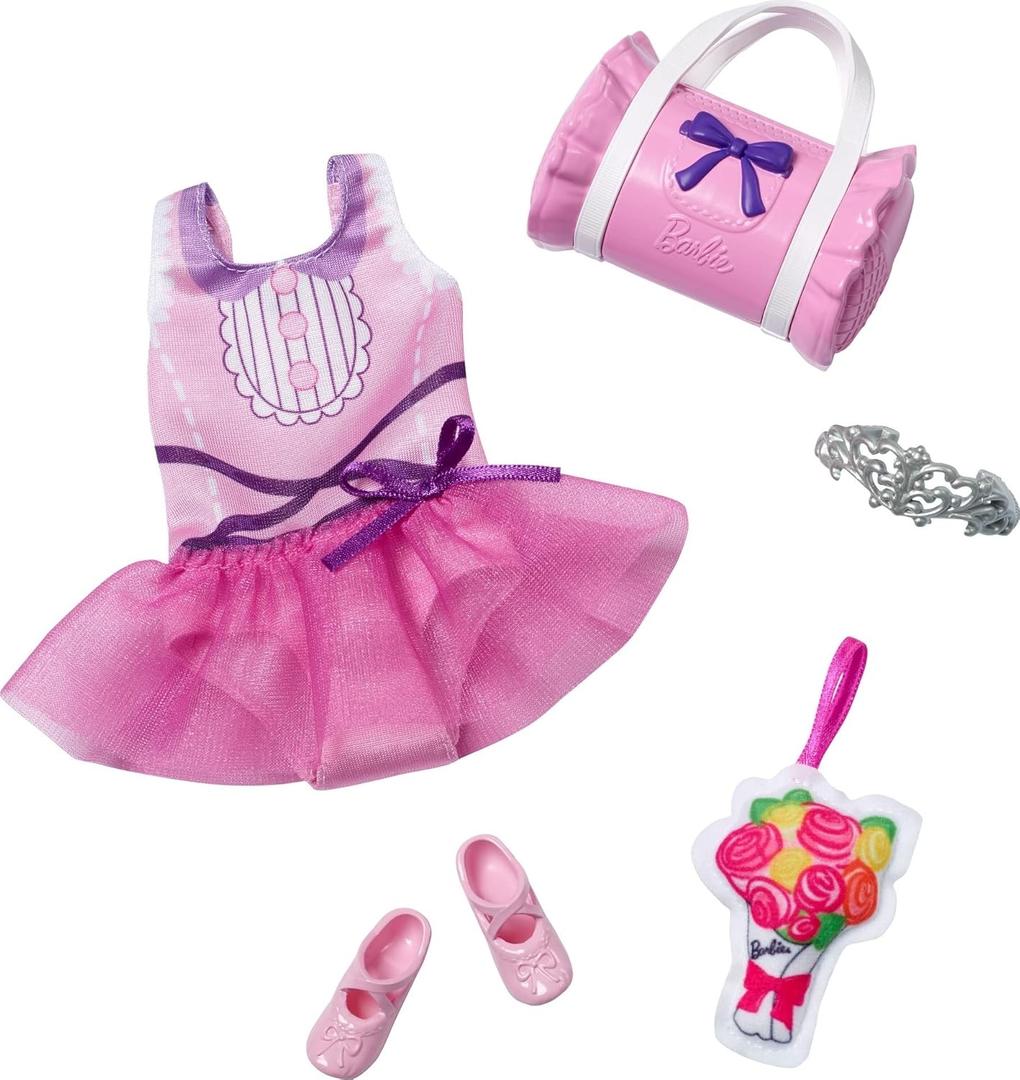 Barbie My First Barbie Clothes, Fashion Pack for 13.5-inch Preschool Dolls, Tutu Leotard with Ballet & Dance Accessories