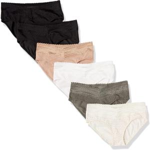 Warner's Women's Blissful Benefits Dig-Free Comfort Waist with Lace Cotton Hipster 6-Pack Ru2266w (Large, Toasted Almond/Black/ White/Bodytone Polda Dot/Stone Crystal Web/ Black) Warner's Women's Blissful Benefits Dig-Free Comfort Waist with Lace Cotton Hipster 6-Pack Ru2266w (Large, Toasted Almond/Black/ White/Bodytone Polda Dot/Stone Crystal Web/ Black)