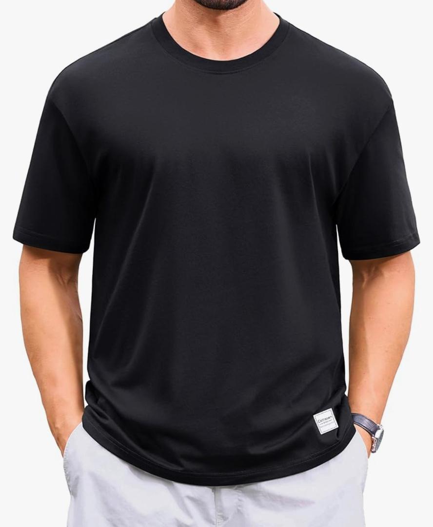 Cotrasen Men's T-Shirts Premium Cotton Short Sleeve Crew Neck Tees Classic Solid Basic Tshirt Casual Loose Fit Tee Shirts, M