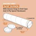 BOX USA Cardboard Tubes with Caps, 18"L x 3"W x 3"H, Pack of 24 | Poster Tube for Mailing and Storage of Blueprints, Artwork, Crafts, Long Art Holder, 18 inches