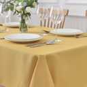 maxmill 2 Pack Rectangle 52 x 70 Inch Ochre Yellow Textured Tablecloth Waterproof Spillproof Wrinkle Free Table Cloth for Kitchen Dining Decoration, Fabric Table Cover for Outdoor and Indoor Use