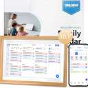 10.1 Inch Digital Calendar with Wooden Frame,Touchscreen Wifi Eletronic Calendar,Smart Family Planner for Meal Plans, Photo Display & To-do List, Wall & Desk Mountable,Picture Frame Calendar for Women Mom Wedding Birthday