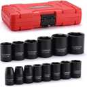 CASOMAN 8 Pieces 1/2-Inch Drive Shallow Impact Socket Set, Metric, 6-Point, 11mm to 32mm