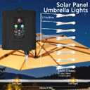 Solar Umbrella Lights Outdoor, Waterproof Solar Powered Patio Umbrella Lights Strings with 104 LEDs 8 Lighting Modes Remote Control, Warm White