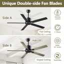 Obabala Ceiling Fans With Remote 42 Inch Black Ceiling Fan No Light 6 Speeds Reversible Timing Noiseless Modern Ceiling Fan Without Lights For Bedroom Kitchen Indoor Outdoor (Black)