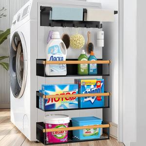 4 Pack Magnetic Shelves for Washing Machine Magnetic Shelf for Fridge Powerful Magnetic Shelves with Double Sided Tape for Laundry Room Kitchen Bathroom Organization