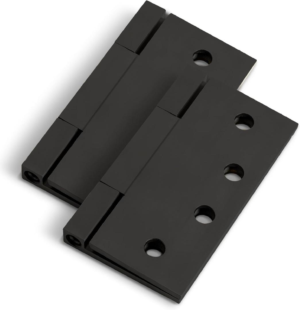 MEGA HANDLES Door Hinges with Square Corners (2 Pack) - 4x4'' Stainless Steel Door Hinge Set, Interior Heavy Duty Hinges for Bedroom, Bathroom, Cabinet, Screws Included - Sleek Black