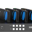 OREI Professional 4K 4x4 HDMI Extender Matrix - HDBaseT UltraHD 4K @ 60Hz 4:2:0 Over Single CAT5e/6/7 Cable with HDR Switcher & IR Control, RS-232 - Up to 230 Ft - Loop Out - 4 Receivers Included