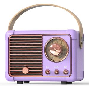 PRUNUS J-999 Retro Bluetooth Speaker,Vintage Decor,Mini Wireless Bluetooth Speaker,Cute Old Fashion Style Support USB/TF Card/AUX for Kitchen Desk Bedroom Office Party OutdoorExclusive Purple