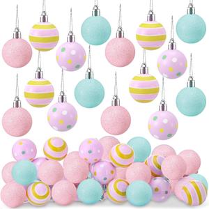 24 Pcs Mini Pastel Christmas Ornaments Decor for Tree Christmas Pink Bulb Balls Hanging Candy Ball Rainbow for Home Xmas Tree Party Centerpiece Wreath Garland Holiday, 1.57 Inch (Macarons)