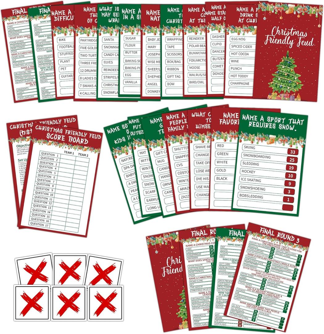 Christmas Family Feud Game, Friendly Quiz Games for Family Large Groups Adults Staff Office Team Building, Xmas Gifts Holiday Party Game and Activity Supplies -004