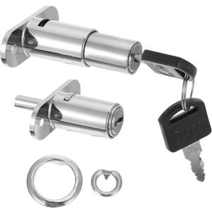 DECHOUS 2Pcs Drawer Locks, Drawer Desk Wardrobe Cabinet Push Plunger Lock, Zinc Alloy Furniture Drawer Lock File Cabinet Locker Showcase with 2 Key for Home Office