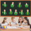 2 x St Patricks Day Classroom Bulletin Boards Decorations St. Patrick's Day DIY Cutouts March Leprechaun Suit and Dress Paper Cutting Green Irish